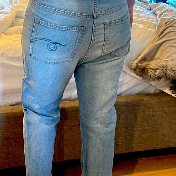R13 drop crotch cropped distressed jeans sz 25 - Picture 10 of 11